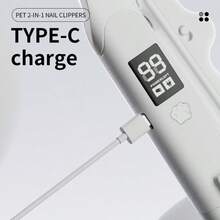 1个全新二合一宠物指甲钳/磨甲器，可修剪和打磨指甲，LED灯防止剪到指甲根部，智能电量显示，USB充电，适用于犬猫