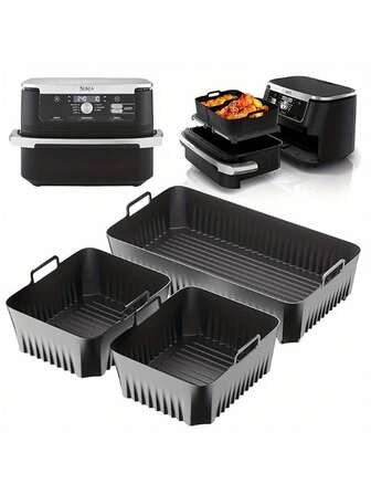 Set de 3 láminas de silicona antiadherentes para freidora de aire, compatibles con AF500UK, fáciles de limpiar, reutilizables, utensilios de cocina