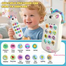 Teléfono musical interactivo para bebés: música, clima, animales y talla grande de 10 efectos de sonido, 2 modos intercambiables, opciones de color rosa y azul