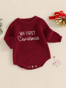My First Christmas Baby Outfit Girl Boy Christmas Sweater Bubble Romper Long Sleeve Jumpsuit Fall Winter Outfit