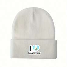 Abulen Guatemala Style Unisex Winter Knit Hat - Thickened Warm With Pom Pom, Lightweight Elastic Stretch Design, 6 Colors Available (Black/White/Brown/Blue/Orange/Grey), Cold-Proof Headwear - Trắng - Xem 9