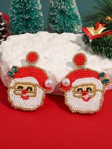 Ohrringe mit Weihnachtsmann-Perlenanhänger, Schneeflocken, Weihnachtsbaum-Hängeohrringe, Accessoire für täglichen Party-Schmuck, Geschenke zu Halloween und Weihnachten