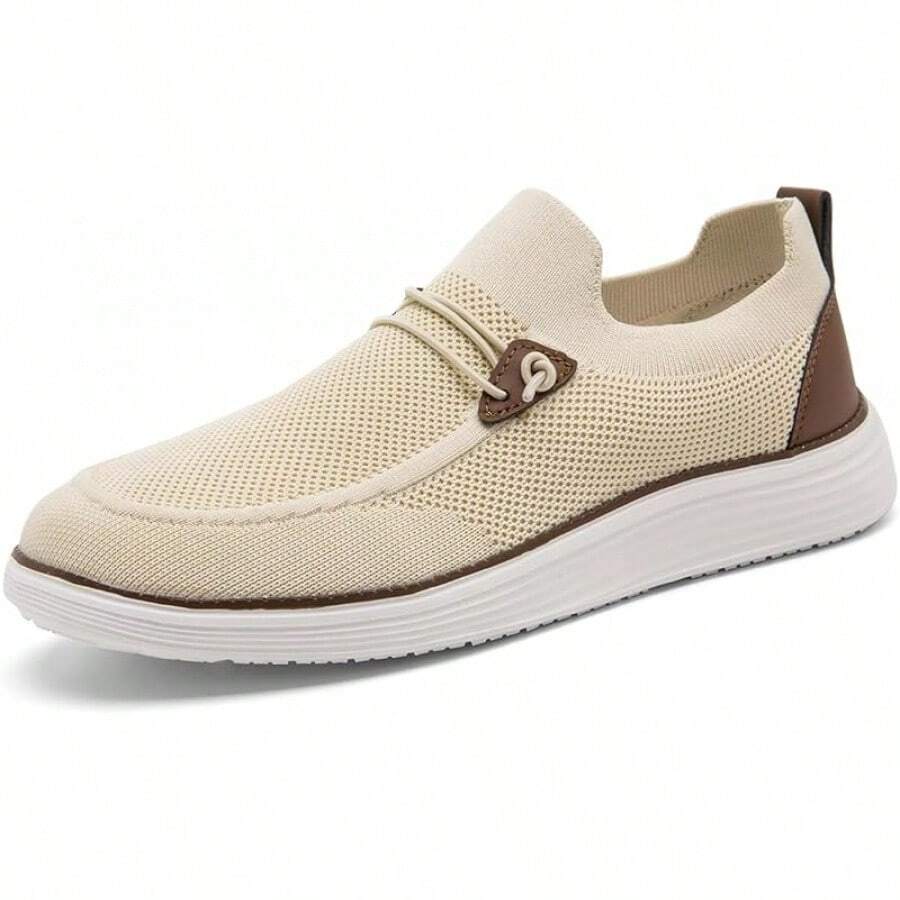 Mens Slip On Loafers Boat Shoes Non Slip Walking Shoes Running Shoes Fashion Sneakers For Men Comfort Lightweight Breathable Casual Office Shoes-20256688 - 米色 - 查看 1