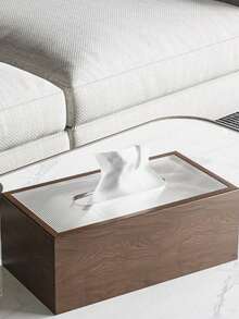 Cirelle 1个/2个装胡桃木纸巾盒 - 现代简约长方形设计，易于更换的优质胡桃木盒盖，抛光表面，适用于书桌、浴室、办公室和床头柜装饰 - 复古风格收纳盒，天然纹理，每个都是独一无二的。圣诞节、国庆节、情人节礼物。 - 彩色 - 查看 7