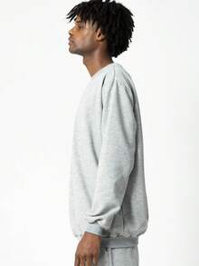 Moletom Gola Redonda Unissex Careca Blusa de Frio Casaco Feminino Masculino Flanelado Liso Sem Estampa Algodão - Cinza Claro - Visão 7