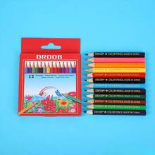 12 lápices de colores surtidos para pintar y hacer garabatos, adecuados para volver a la escuela, Navidad, uso profesional del arte, regalo para amigos con artículos de papelería a juego