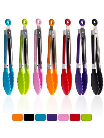 1pc, Stainless Steel Kitchen Tongs - Multipurpose, Locking Non-Stick Tip Grill Tongs, Kitchen Food Tongs, Cooking Heat-Resistant Tongs, Can Be Used For Serving, Grilling, Salads, Baking - Essential Kitchen Tools, Suitable For All Kinds Of Festivals