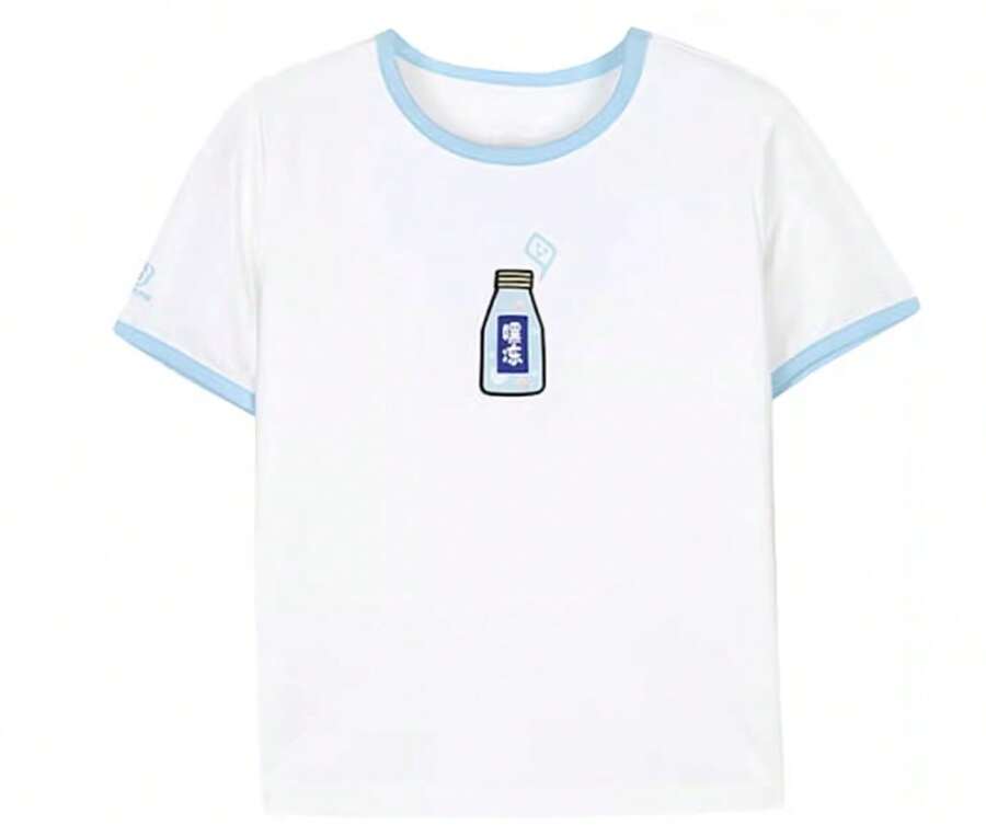 Skechers Young Girl Bottle Print Round Neck Short Sleeve Sports T-Shirt - White - View 1