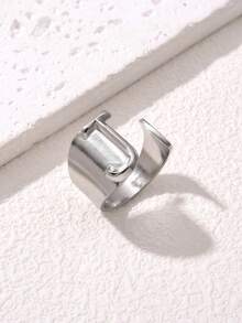 1枚时尚英文字母戒指，指节戒指，复古不锈钢开口戒指，女士款 - 彩色 - 查看 15