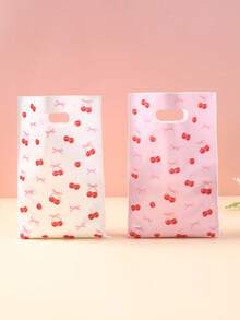 10/25/50 piezas Bolsas de regalo con estampado de lazo de cereza, bolsas de embalaje de regalo, bolsas de tela, bolsas de regalo con patrones diferentes en el frente y la parte trasera, bolsas de almacenamiento, bolsas de fiesta de color rosa con lazo, decoraciones de cumpleaños rosa, suministros de boda, obsequios para despedida de soltera, decoraciones para baby shower, suministros para fiesta de revelación de género, decoraciones de cumpleaños con lazo, decoraciones con lazo rosa, suministros para fiestas festivas - Multicolor - Ver 4