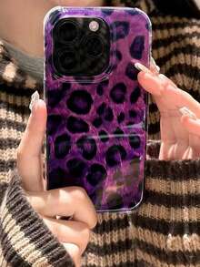 猎豹，豹纹优雅深夜紫色豹纹渐变铝箔纹理手机壳适用于 16/16 Pro Max、新款 15 Pro、13、14、15、16 Pro，柔软保护套适用于 11、12 - 紫色 - 查看 6