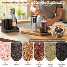 Electric Salt And Pepper Grinder Set, Automatic Grinder, Coffee Grinder, Rechargeable With Battery Indicator, Ceramic Grinding, Stainless Steel Bottle, 5 Coarseness Settings, Essential For Modern Kitchen