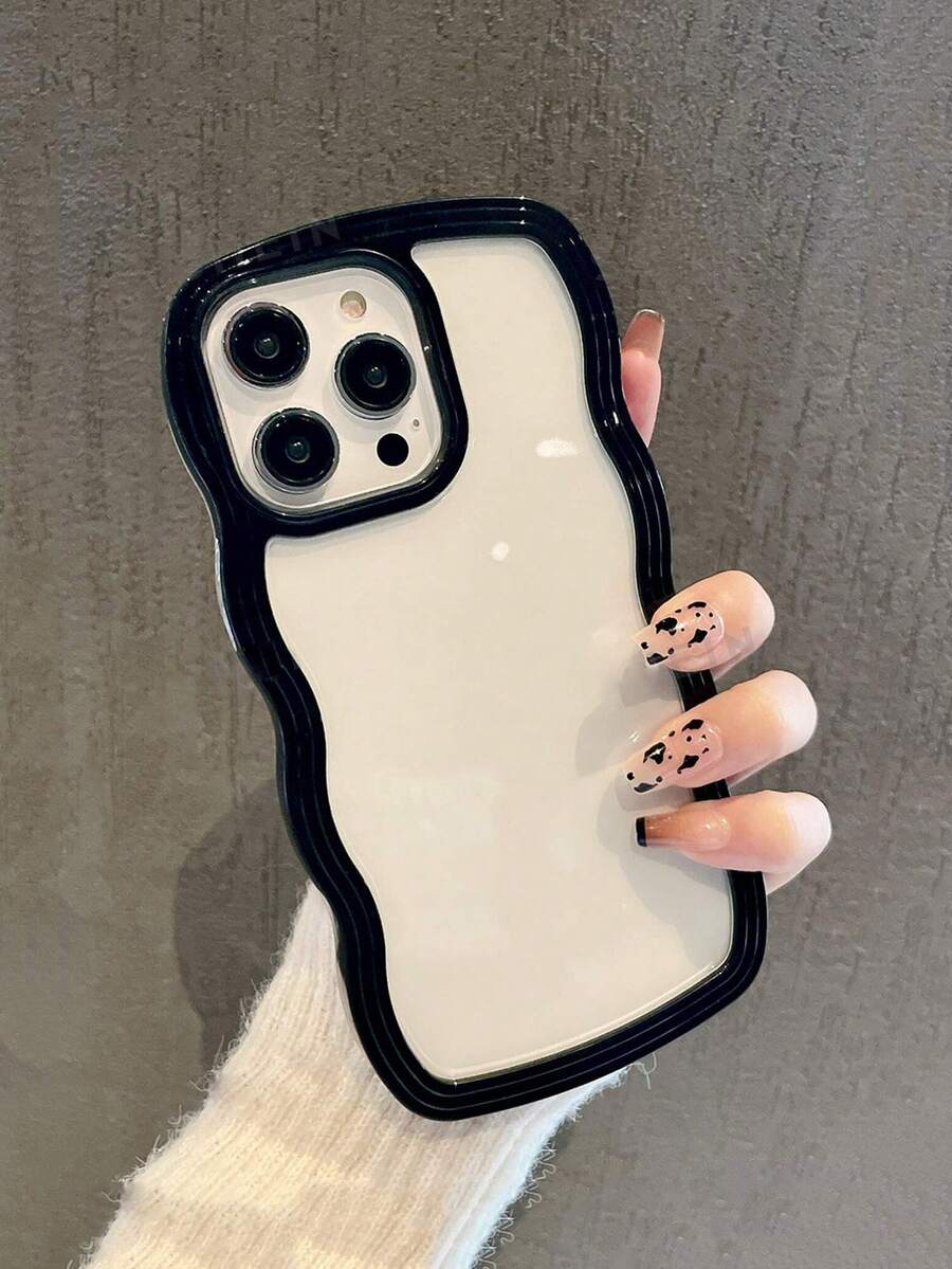 1pc Fashionable Minimalist Wave Design 2-In-1 Transparent Anti-Drop Phone Case Compatible With Apple 11 12 13 14 15 16 17 XR 13 Pro Max 16 Pro Max 17 Plus 17 Pro