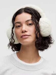 1 pieza Orejera de invierno con piel de conejo sintética, orejeras plegables forradas de felpa cálida, a prueba de viento y plegables