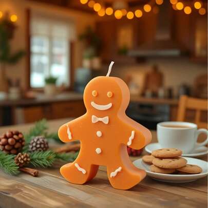 1pc Gingerbread Man Christmas Somber Candle Gift CANDLE Fragrance Style Wax Christmas Candle,Scented Candle Gift Set,Christmas Decoration,Accompanying Ceremony Fragrance Candle Christmas Shape Wax Coffee Milk Fragrance Home Decor Christmas Decorations Room Decor, Christmas Gifts