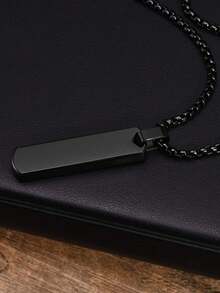 Fashionable And Popular Men Rectangle Pendant Necklace Stainless Steel For Jewelry Gift And For A Stylish Look