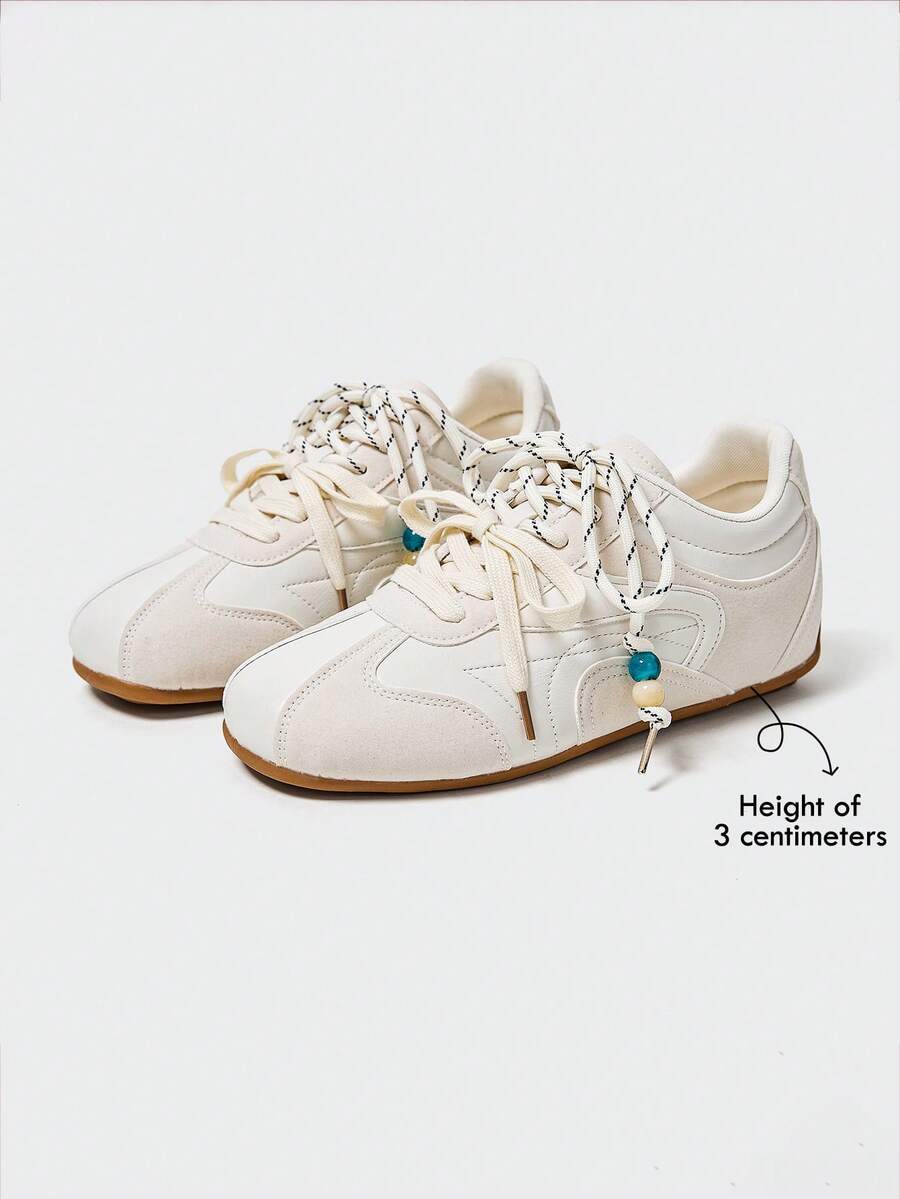 MASKERT 女士休闲运动鞋，阿甘鞋，女式训练鞋，女式增高鞋，绒面革鞋面，橡胶鞋底，休闲舒适 - 白色 - 查看 1