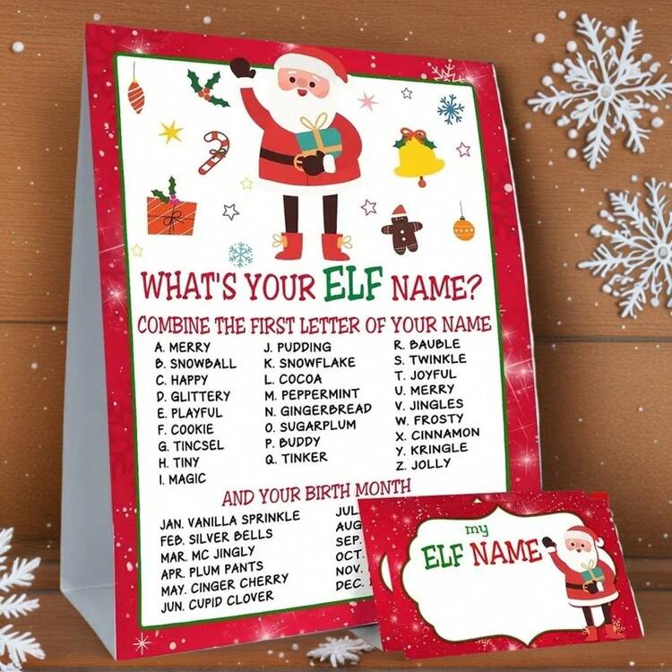 31 件精灵生日/圣诞派对游戏 - 精灵名字活动，带 30 个精灵标签 - 精灵生日派对、圣诞派对游戏和成人 - 无需电力，易于安装 - 节日庆祝的节日精灵姓名标签 - 生日或圣诞节派对礼物 - 包括游戏标志和姓名贴纸 - 耐用纸质材料 - 有趣的互动活动，适合家庭聚会、高品质印刷、团体活动 - 紅色 - 查看 5