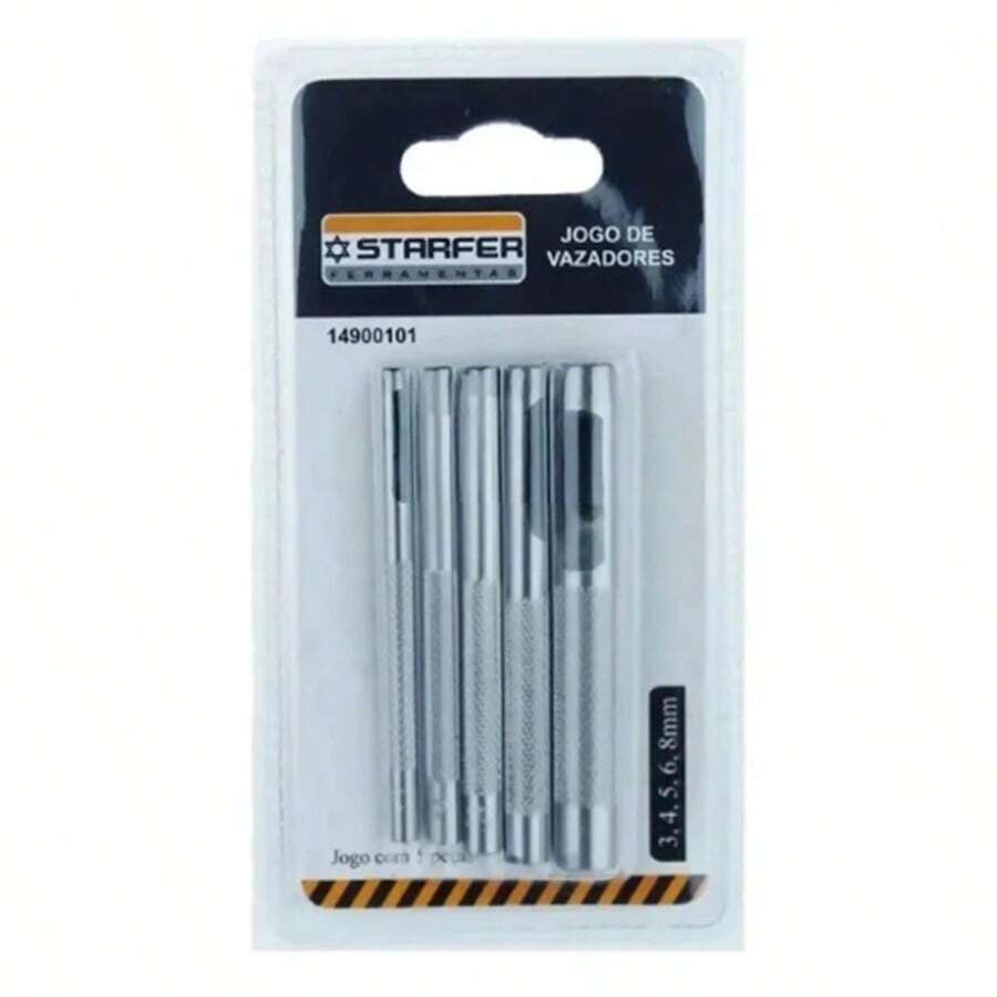 Jogo Vazador Furador Perfurador Couro 05 Peças 3-4-5-6-8mm Alta Qualidade Eficaz Imperdível
