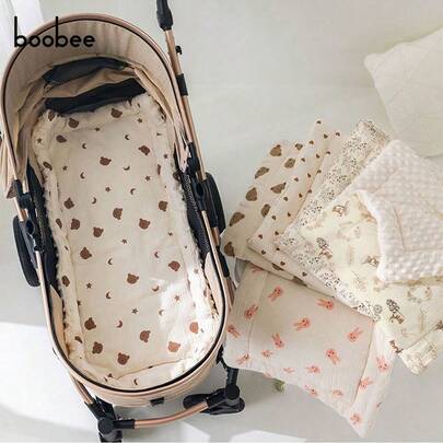 1 st sittdyna till spädbarnsvagn, sött tecknat mönster - högkvalitativ 3D-pärlplysch, hudvänlig mjuk, vändbar, lämplig för barnvagnar med hög synvinkel, de flesta barnvagnar, perfekt present till bebis på jul, halloween, thanksgiving