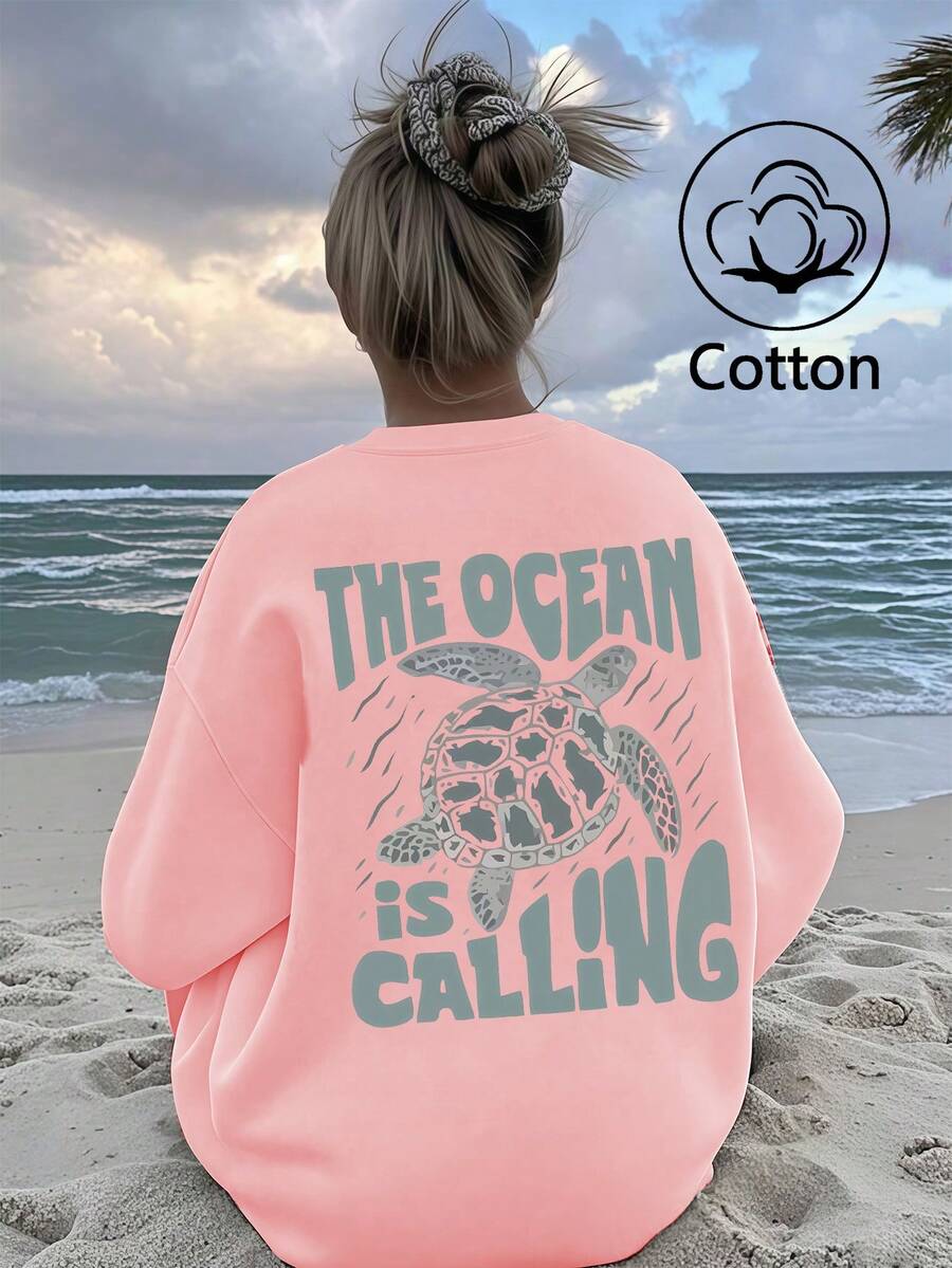 海洋呼喚烏龜圖案保暖抓絨內襯服飾，女款圓領寬鬆衛衣，秋冬棉質上衣，針織衫，K-Pop戰士系列，女款衛衣，女款運動套裝，冬季女裝，女款抓絨外套，長袖上衣，女款街頭服飾，女款運動服飾，女舒適款街頭風格，春季，柔軟款街頭風格，春季，柔軟款禦寒服飾，女款衛衣，男女同款，中性款式，情侶套裝，日常休閒/學院風造型，女款街頭服飾，大尺碼女裝，嘉年華服裝，冬季女裝，家庭聚會，春假度假，春季、夏季、情人節、狂歡節、派對、海灘、婚禮、健身房、優雅、度假、休閒， - 粉色 - 查看 1