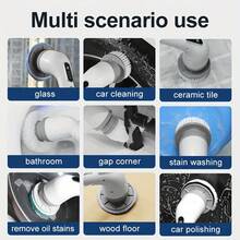 IAGREEA 9 合 1 多功能电动清洁刷套装，电动旋转洗涤器 - 无绳浴室刷，电动清洁工具套装多档速度，1800mAH，8 个可互换刷头和便携式淋浴瓷砖刷，适用于沙发、地板、汽车、厨房、卧室