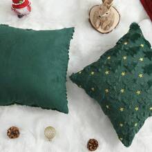 1 st julgransmönster mjukt plysch juldekorativt örngott, lämplig för soffa, vardagsrumsdekor - Grön - Visa 8