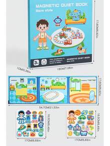 DIY 磁性安静书 – 互动感官学习，包含 2 个主题 | 儿童精细运动技能活动 | 送给男孩和女孩的教育礼物 DIY 安静书，无需制作磁性贴纸即可改变场景 手工制作的卡通贴纸 - 彩色 - 查看 9