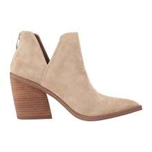 Coutgo Women's Pointed Ankle Boots, Fashionable Autumn Stacked Short Boots, Hollow-Out Slip-On Zipper Short Boots - 杏色 - 查看 3