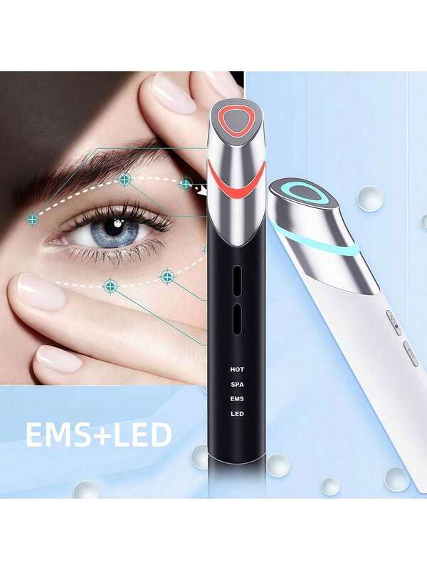 Ideal 4 In 1 EMS Eye Massager Wand - With Vibration Heating And Red Led Light Eye Massage Equipment For Dark Circles, Eye Bags, Puffiness Under Eyes ,Brighter Under Eyes, Smooth Skin, Product Absorption, Soothing For Redness-Prone Skin, Acupressure Massage,Wrinkle Remover Device