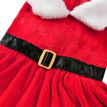 Christmas Santa Claus Costume Dress For Small Dogs & Cats, Velvet Holiday Outfit For Pets, Autumn/Winter - Red - View 8
