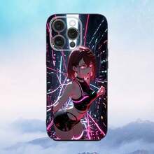 Funda de teléfono M-Momo Ayase D-Dandadan compatible con  16e, 16, 15, 14, 13, 12, 11, Pro, X, XS, Max, XR, Plus, Mini, funda negra suave, compatible con funda de  17, funda de  17 Pro, funda de  17 Pro Max - z7 - Ver 7
