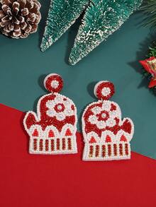 Ohrringe mit Weihnachtsmann-Perlenanhänger, Schneeflocken, Weihnachtsbaum-Hängeohrringe, Accessoire für täglichen Party-Schmuck, Geschenke zu Halloween und Weihnachten