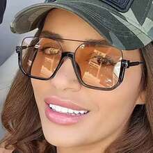 1pc Women's Fashion Oversized Double Bridge Versatile Eyeglasses