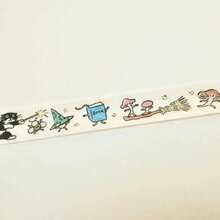 1 rolo de fita adesiva decorativa washi com estampa de gato de leite, estilo fofo desenhado à mão, adequada para scrapbooking, diário, artesanato faça você mesmo - Multicolorido - Ver 3