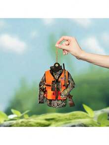 2D Acrylic Hunting Gear Car Rearview Mirror Ornament - Home, Outdoor & Theme Party Multi-Functional Decoration, Perfect Christmas Tree Decoration, Ideal Dad Gift - Multicolor - View 3