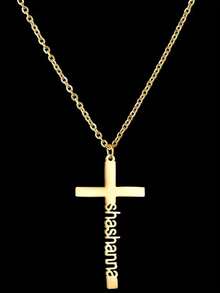 1pcs Custom Cross Pendant Necklace With Personalized Name, Cute And Style, Suitable For Daily Wear And Gift- Perfect For Mother's Day, Birthday Gift - Multicolor - View 2