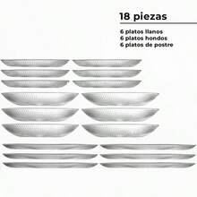 CLICKYA-La Mediterranea Vajilla Andra 18 piezas - Platos de 21,5 cm, 26,5 cm y 19 cm - transparente - Ver 3