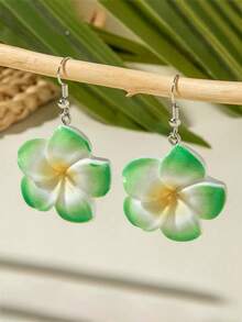 Juego de 14 piezas/8 piezas/6 piezas/2 piezas de pendientes de flor de resina juveniles y de moda, pendientes de vacaciones, disponibles en varios colores, adecuados como regalo para niñas y amigas