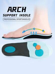 1 双男女通用足弓支撑鞋垫，高弹减震防扭运动鞋垫，增高足弓，吸湿排汗透气鞋配件 - 彩色 - 查看 1