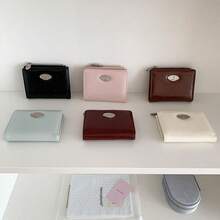 信封钱包 - 女士褶皱钱包 简约双折拉链真皮钱包 女士钱包 迷你钱包 钱包 小钱包 可爱钱包 - 彩色 - 查看 9