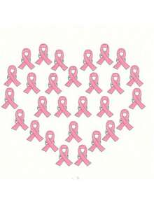 银合金乳腺癌宣传丝带别针，适用于慈善活动 - 粉色 - 查看 2