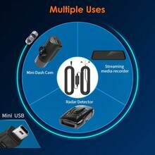 行车记录仪硬线套件，汽车行车记录仪线 3m DVR 硬线电缆套件视频记录器 12 24V 至 5V Type-C/Mini USB 充电器线汽车行车记录仪摄像头，24 小时停车监控电缆 - 黑色 - 查看 4