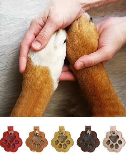 1 件宠物毛发收纳钥匙扣、猫狗毛发收纳袋、卡通宠物毛发收纳皮包、PU 皮革宠物毛发饰品朋友迷人礼物、卡通宠物毛发收纳皮包、带有可爱小狗爪子图案的小钥匙扣（爪形设计）、宠物毛发纪念品钥匙扣、宠物用品、狗用品、猫用品