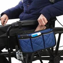 Wheelchair Side Pouch, Wheelchair Armrest Bag Accessory, Waterproof Wheelchair Side Bag With Reflective Stripes, Suitable For Walkers, Wheelchairs, Electric Scooters, Black/Gray/Red/Purple/Navy With Hook & Loop Closure Wheelchair Armrest Storage Bag - Durable Polyester Material - Multicolor - View 3