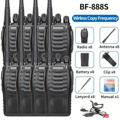 Baofeng UV-888S Two-Way Walkie Talkie With Multiple Specifications Available 2/4/6/8 Units, Equipped With 10W 1800mAh Battery And 16CH UHF Walkie Talkie, With Headphones, Suitable For Business Hotel Construction