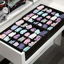 Set Of 2 Storage Boxes, Foldable Drawer Organizers With 24 Compartments, Ideal For Storing Underwear, Bras, Socks, And Ties, Designed To Save Space In Your Wardrobe. - màu đen - Xem 2