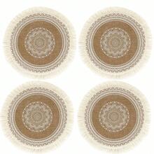 2pcs/4pcs/6pcs/8pcs/10pcs Round Tassel 14.97in Placemats Heat-Resistant Table Mats White Polyester Woven Table Mats Room Decor Dining Table Decor Heat-Resistant Anti-Scald Suitable For Various Tableware Protect Restaurant Tabletop Fabric Tabletop Protection Holiday Gift Bohemian Style Indoor Outdoor Use - Multicolor - View 14