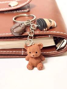 1pc Adorable Bear Coffee Charm Keychain - Resin Cute Birthday Gift & Coffee Lover Party Favor,Ideal For Accessorizing Purses, Decorating Notebooks, Or Gifting As Party Favors!-Cute Kawaii Bear & Coffee Themed Resin Charm Keychain- Cute Bear Coffee Resin Keychain - Minimalist Accessory For DIY Daily Bag Styling-Adorable DIY Accessory For Craft Projects & Gifts