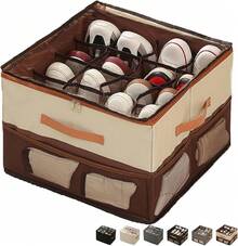 Foihletpath Almacenamiento de Zapatos, Organizador de Zapatos de Tela Foihletpath, Caja de Almacenamiento, 16 Compartimentos Individuales, Caja de Almacenamiento Multiusos, Divisores Ajustables (C Pequeño) - F Grande - Ver 13